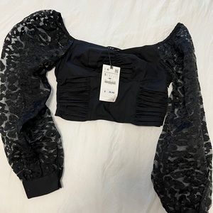 ZARA corset long sleeve cheetah print NWT